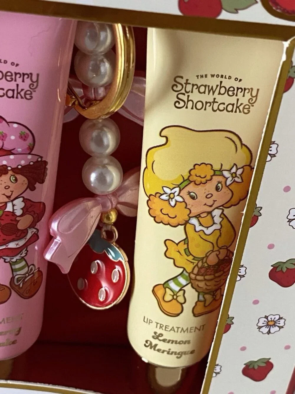 Set Of 3 Strawberry Shortcake Lip Treatment‎ Lime Chiffon Lemon Meringue W/Charm